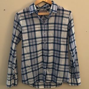Blue plaid soft wash button down